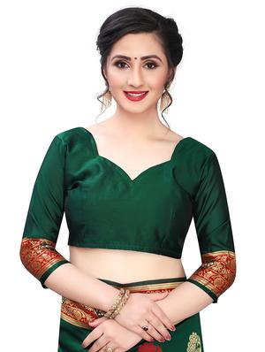 ethnic motifs banarasi saree with blouse - 17709559 - Standard Image - 3