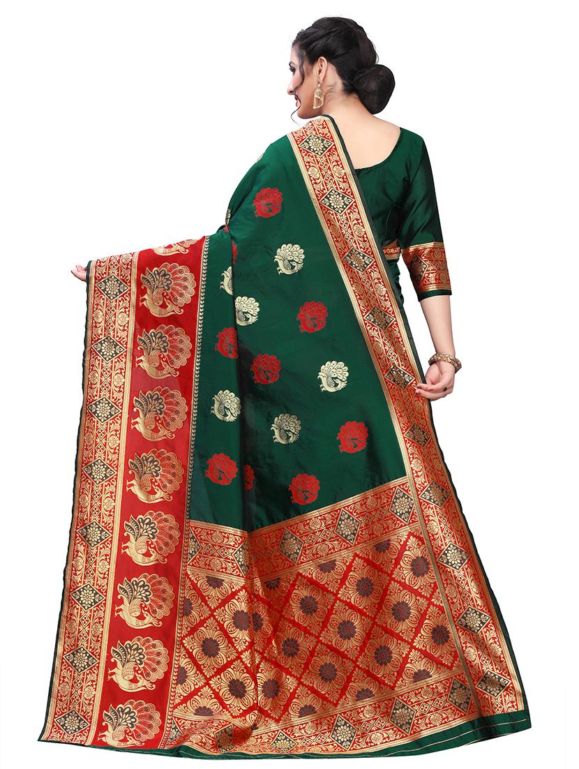 ethnic motifs banarasi saree with blouse - 17709559 - Zoom Image - 2
