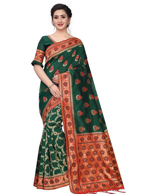 ethnic motifs banarasi saree with blouse - 17709563 - Standard Image - 1