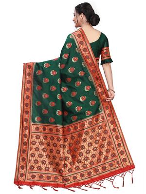 ethnic motifs banarasi saree with blouse - 17709563 - Standard Image - 2