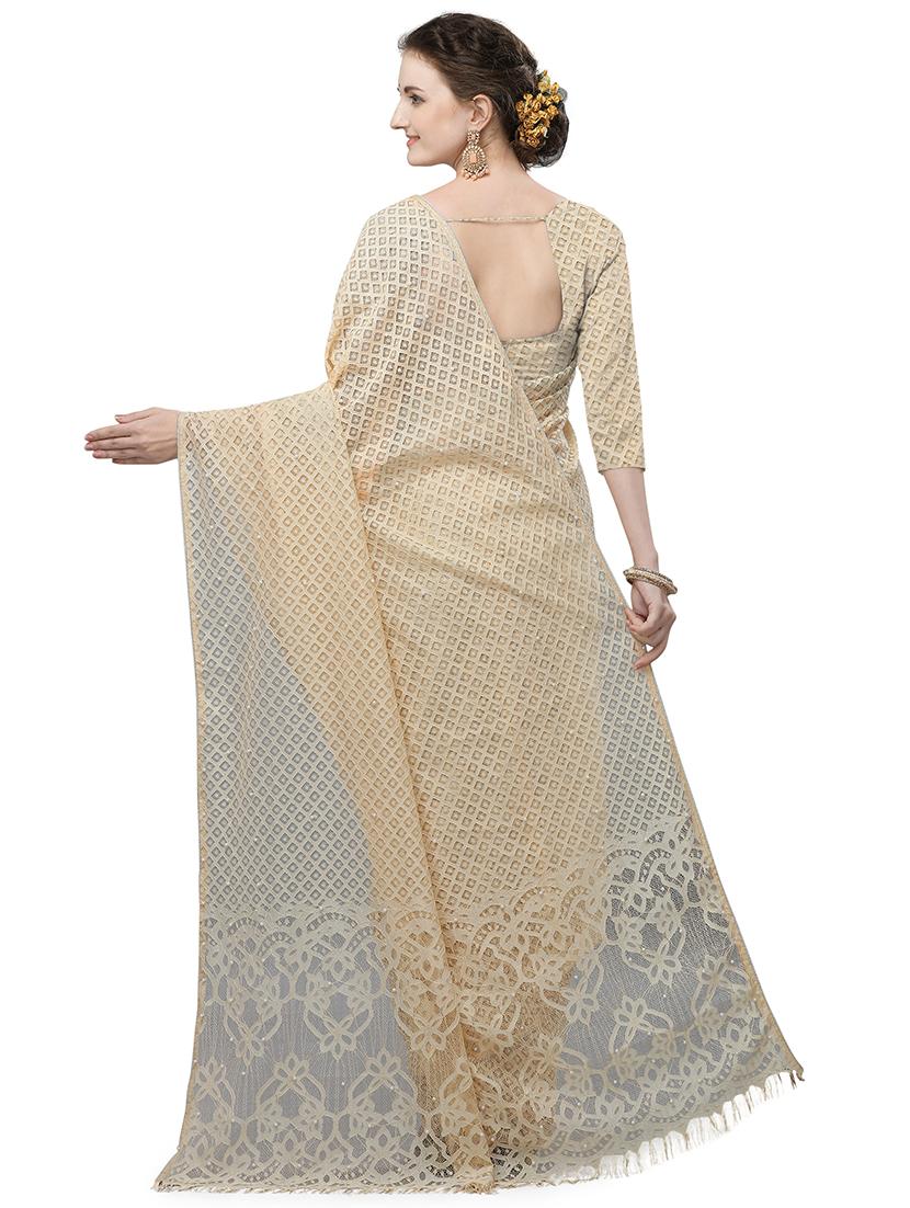 pastel net solid saree with blouse - 17709572 - Zoom Image - 2