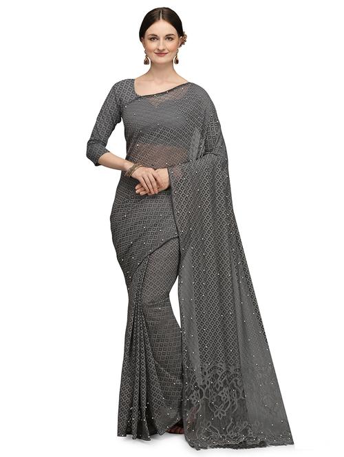 jacquard solid saree with blouse - 17709574 - Standard Image - 1
