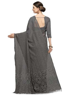 jacquard solid saree with blouse - 17709574 - Standard Image - 2