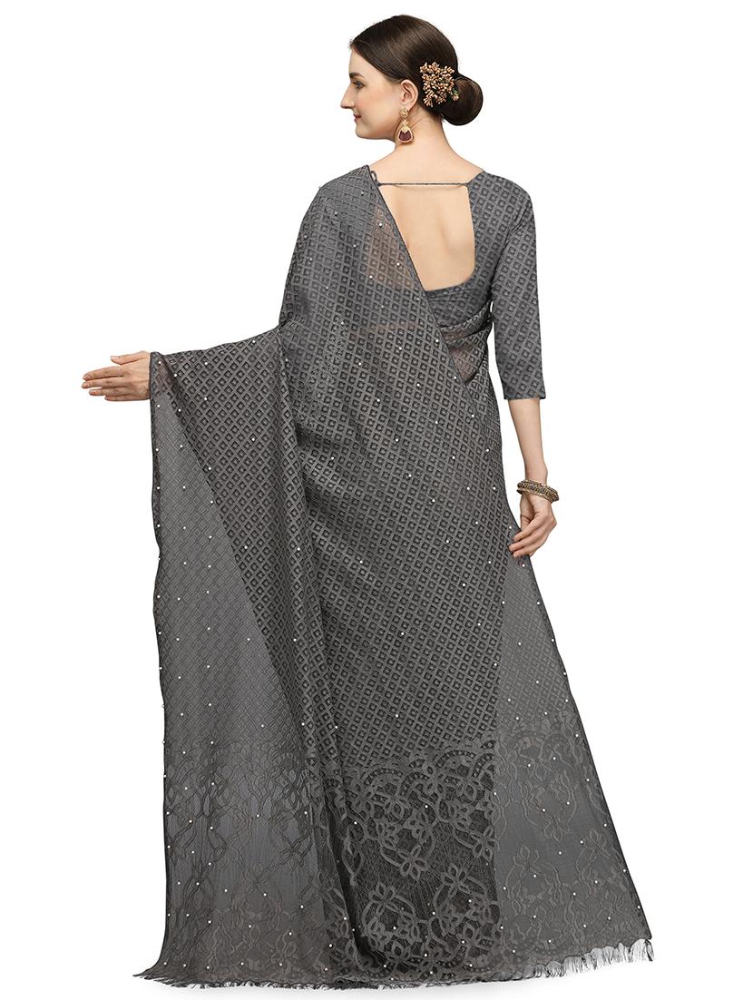 jacquard solid saree with blouse - 17709574 - Zoom Image - 2