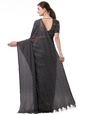 solid jacquard saree with blouse - 17709580 - Standard Image - 2