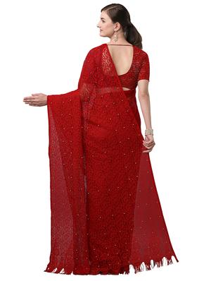 solid jacquard saree with blouse - 17709581 - Standard Image - 2