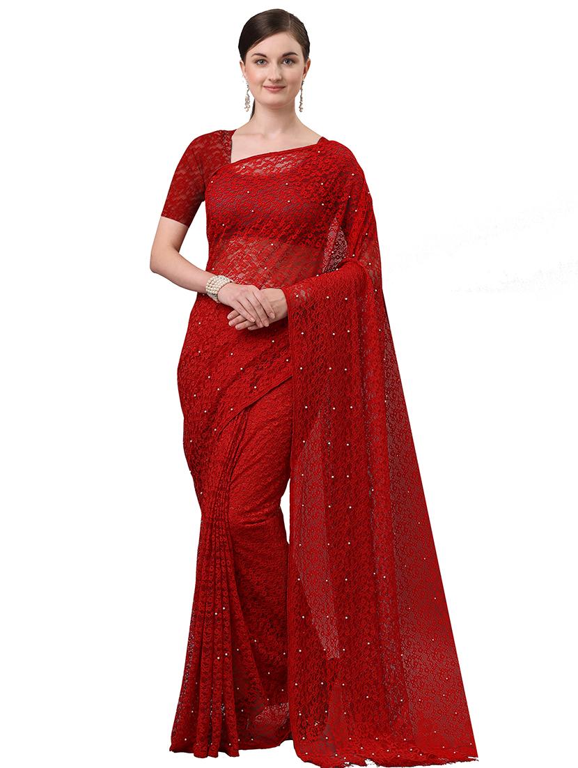 solid jacquard saree with blouse - 17709581 - Zoom Image - 1