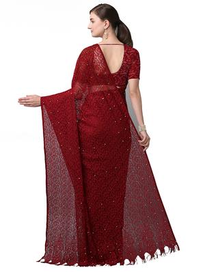 solid jacquard saree with blouse - 17709584 - Standard Image - 2