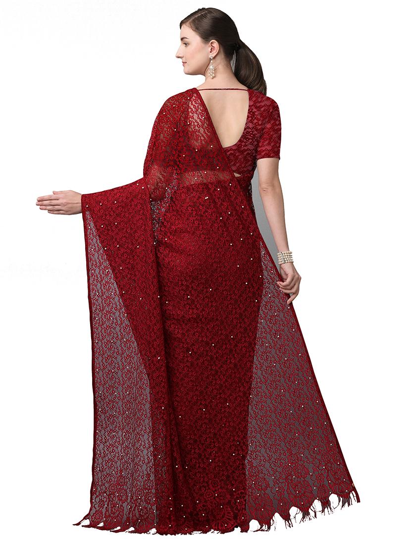 solid jacquard saree with blouse - 17709584 - Zoom Image - 2