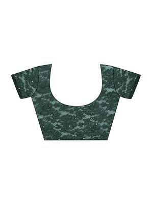 bottle green plain saree with blouse - 17709585 - Standard Image - 3