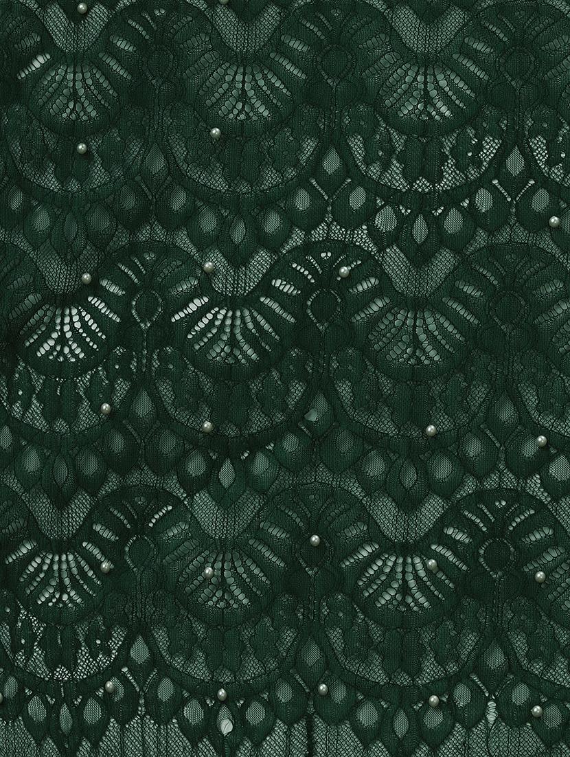 bottle green plain saree with blouse - 17709585 - Zoom Image - 4