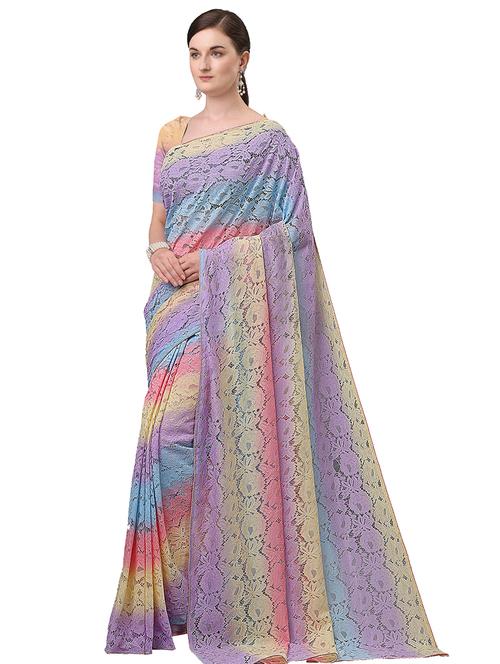 multi colored jacquard saree with blouse - 17709597 - Standard Image - 1