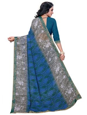 floral printed saree with blouse - 17709600 - Standard Image - 2