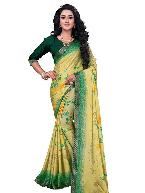 floral printed saree with blouse - 17709602 - Standard Image - 1