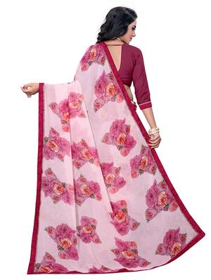floral printed saree with blouse - 17709605 - Standard Image - 2