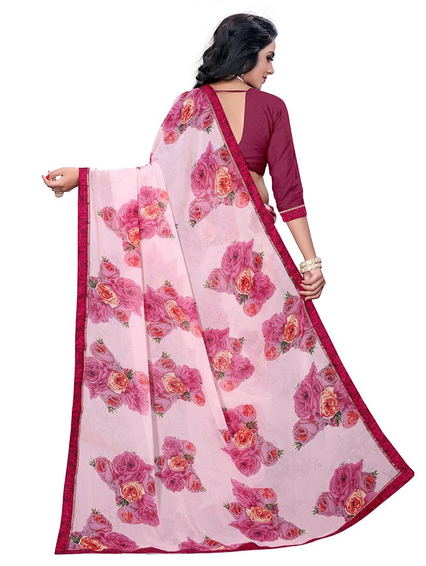 floral printed saree with blouse - 17709605 - Zoom Image - 2