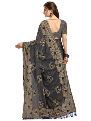 brasso work woven saree with blouse - 17709891 - Standard Image - 2
