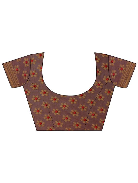 self design brasso saree with blouse - 17709936 - Zoom Image - 3