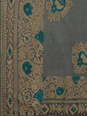 self design brasso saree with blouse - 17709937 - Standard Image - 4