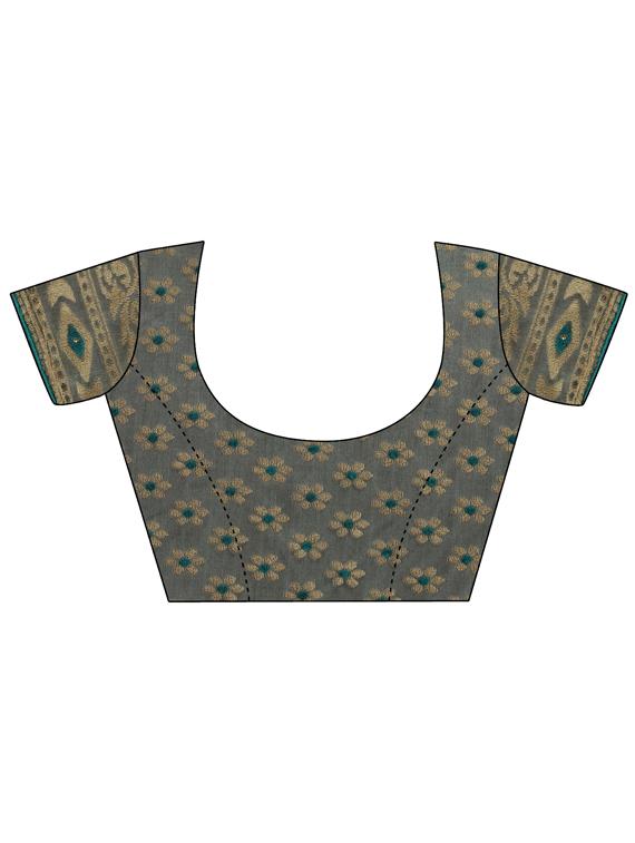 self design brasso saree with blouse - 17709937 - Zoom Image - 3