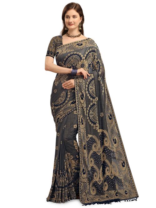 brasso work woven saree with blouse - 17709946 - Very Small Image - 1