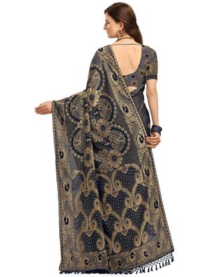brasso work woven saree with blouse - 17709946 - Standard Image - 2