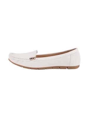 white synthetic slip on loafers - 17710128 - Standard Image - 3