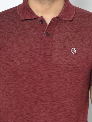 burgundy self design polo t-shirt - 17710228 - Standard Image - 5