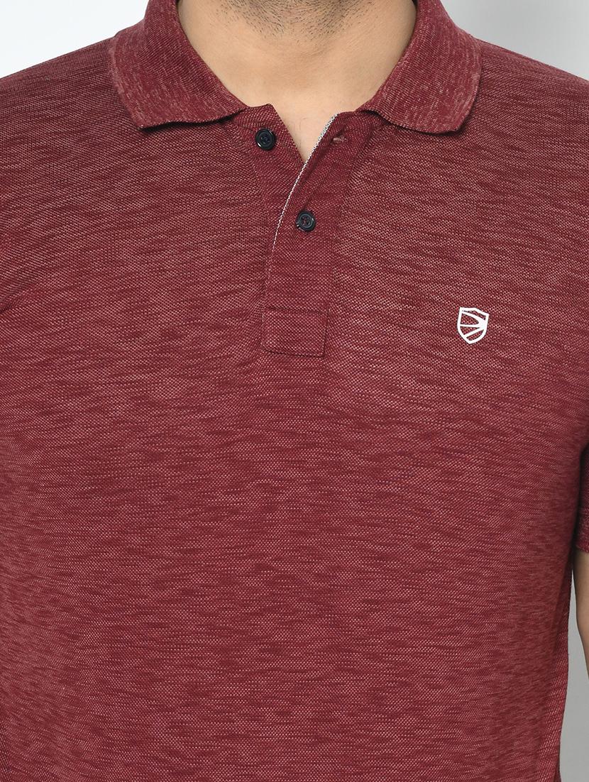 burgundy self design polo t-shirt - 17710228 - Zoom Image - 5