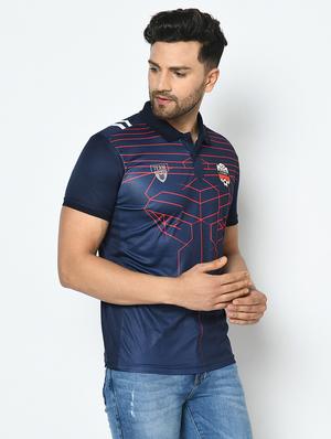 navy blue printed polo t-shirt - 17710237 - Standard Image - 2