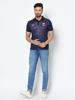 navy blue printed polo t-shirt - 17710237 - Standard Image - 4