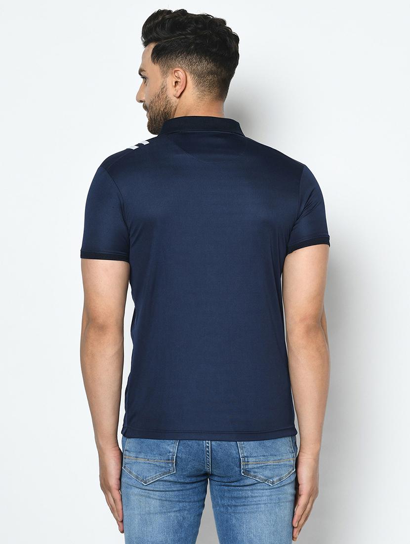 navy blue printed polo t-shirt - 17710237 - Zoom Image - 3