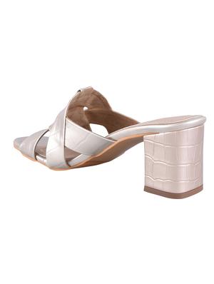 gold synthetic slip on sandals - 17710319 - Standard Image - 4