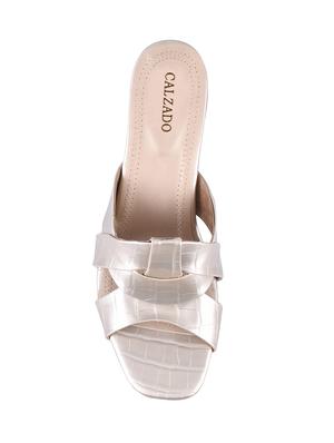 gold synthetic slip on sandals - 17710319 - Standard Image - 5