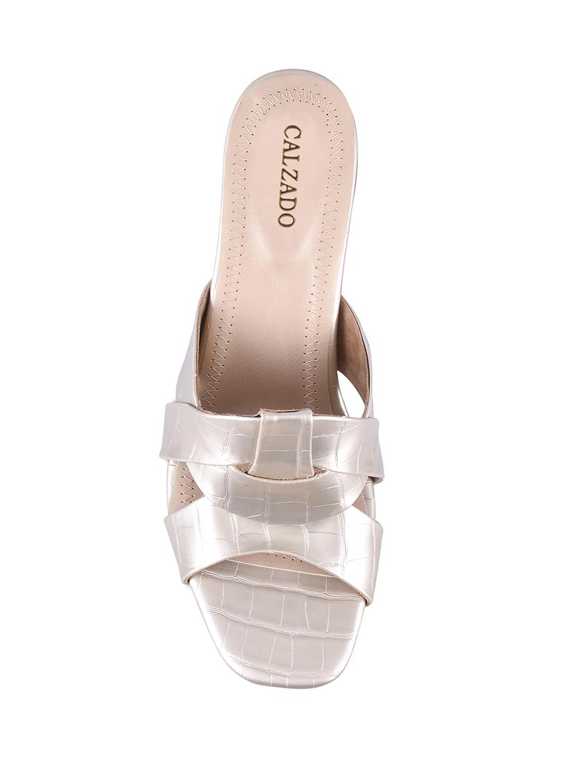 gold synthetic slip on sandals - 17710319 - Zoom Image - 5