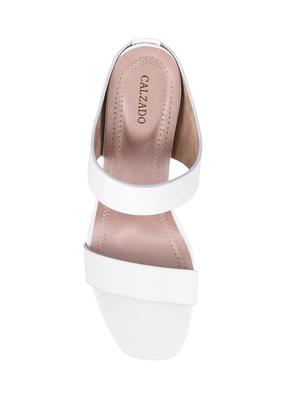 white synthetic slip on sandals - 17710325 - Standard Image - 4