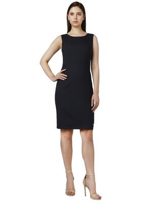 round neck solid sheath dress - 17710625 - Standard Image - 4