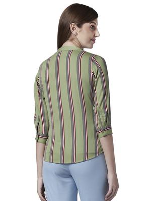 mandarin neck striped shirt - 17710684 - Standard Image - 3