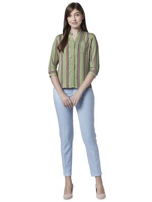 mandarin neck striped shirt - 17710684 - Standard Image - 4