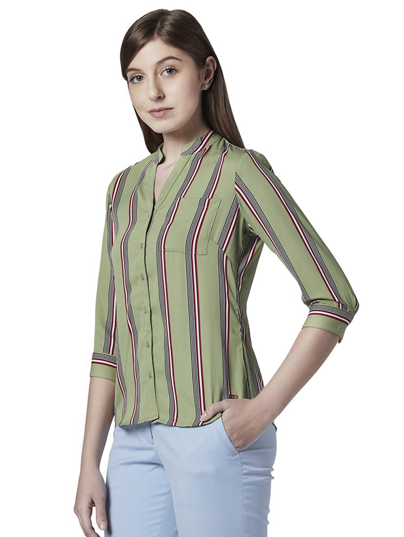 mandarin neck striped shirt - 17710684 - Zoom Image - 2