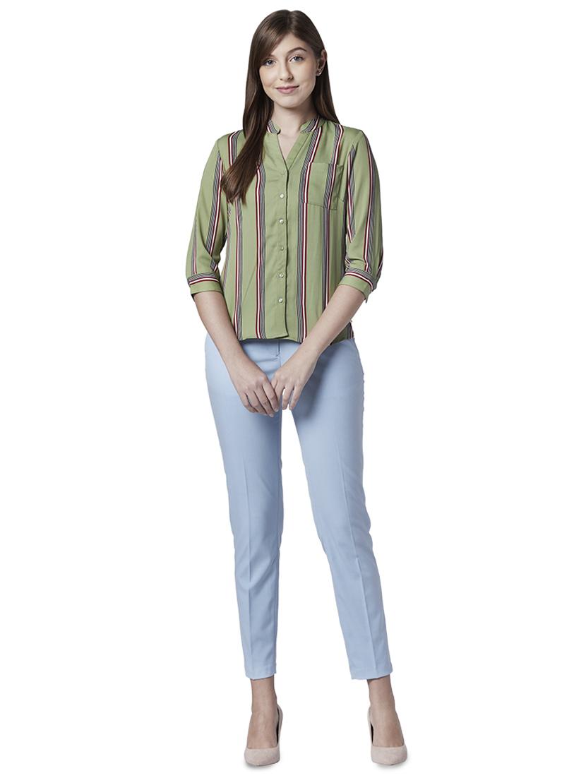 mandarin neck striped shirt - 17710684 - Zoom Image - 4
