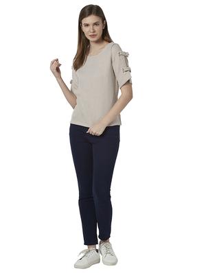 checkered bow detailed sleeves top - 17710701 - Standard Image - 5