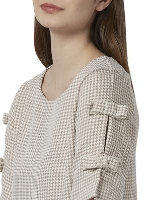 checkered bow detailed sleeves top - 17710701 - Standard Image - 6