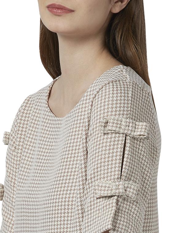checkered bow detailed sleeves top - 17710701 - Zoom Image - 6