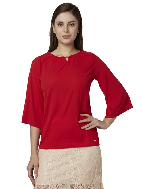 key hole neck bell sleeved top - 17710727 - Standard Image - 1