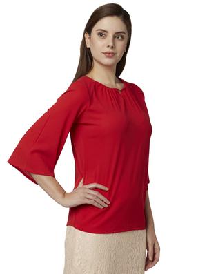 key hole neck bell sleeved top - 17710727 - Standard Image - 3