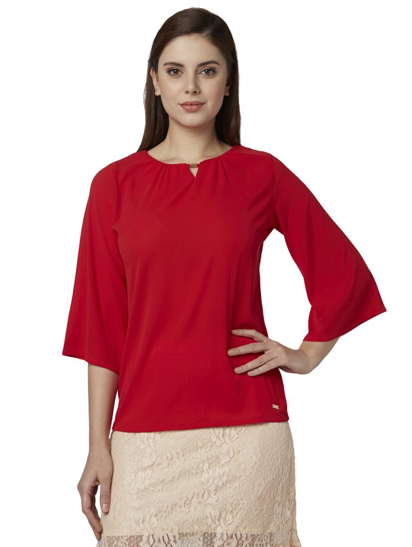 key hole neck bell sleeved top - 17710727 - Zoom Image - 1