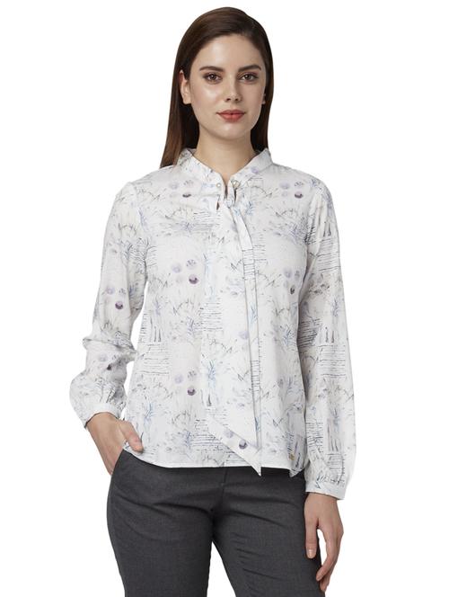 tie up neck printed top - 17710765 - Standard Image - 1