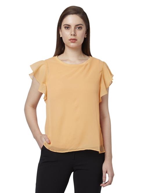 frill sleeves solid top - 17710775 - Standard Image - 1