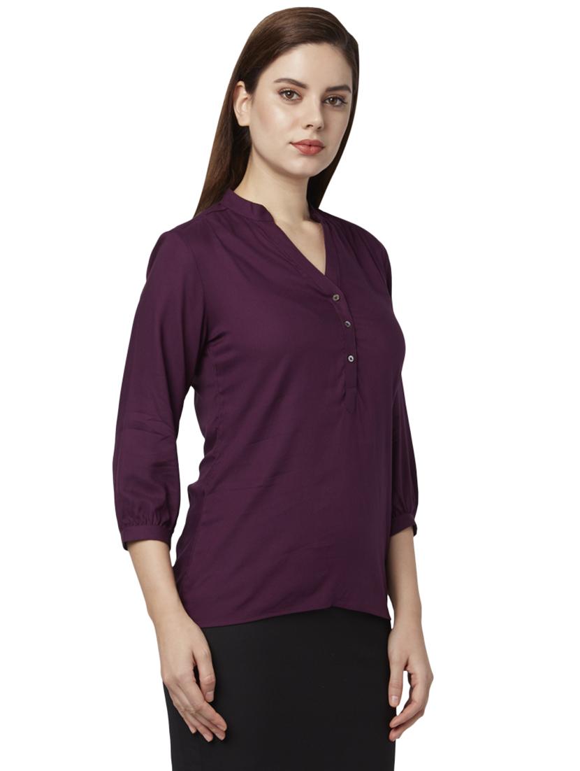 purple viscose regular top - 17710797 - Zoom Image - 3